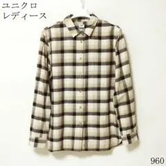 ユニクロ レディース チェック柄 長袖シャツ L
