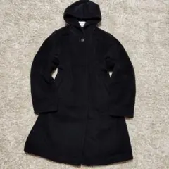 美品 MaxMara ロングコート カシミア 黒 フード 現行タグ S ロング丈