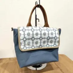 ミナペルホネン/アネモネブルー×帆布/フラップトート/仕切り付きトート