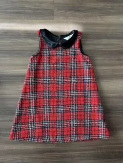 赤チェックツイード ワンピース 120 H&M