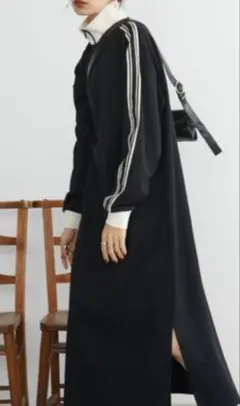 ハーフジップ ロングワンピース