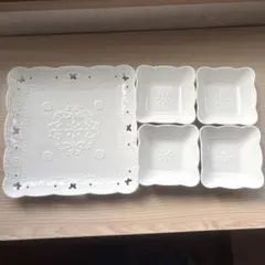 【HANAE MORI】　ハナエモリ　スクエア　食器セット　5点　大皿　小皿