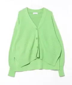 タグ付き　アダムエロペ 畦ボクシーニットカーディガン グリーン FREE