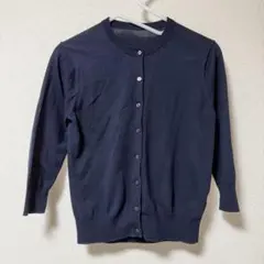 ＵＶカット強撚クルーネックカーディガン（七分袖）婦人Ｓ・ネイビー