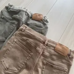 ZARA キッズ カーキ ベージュ ストレートデニム セット 152cm 低身長のサムネイル