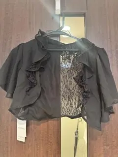 【パーティードレス　羽織物】ラッフルフリルボレロ　ブラック