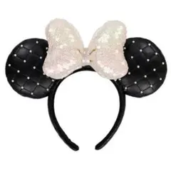ミッキーマウス耳カチューシャ スパンコールリボン