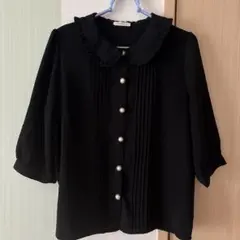 ハニーズ　七分袖ブラックブラウス　S