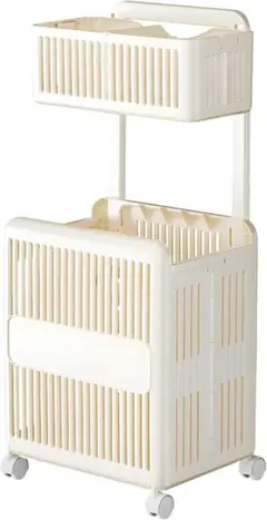 ランドリーバスケット2段 洗濯カゴ 折りたたみ式 洗濯物収納 ヨガグッズ収納可能