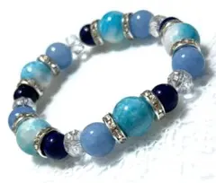 3/21まで特価　大玉スカイブルージェイドアクアマリンパワーストーンブレスレット