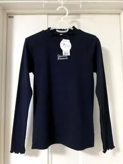 新品オーガニックコットン綿ブラック黒ロンTシャツ長袖160cmトップスカットソー