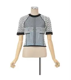 マメクロゴウチ　Ｇｅｏｍｅｔｒｉｃ　Ｐａｔｔｅｒｎ　Ｋｎｉｔｔｅｄ　Ｔｏｐのサムネイル