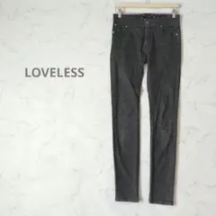 【LOVELESS】ブラックラメデニム スキニーパンツ サイズ73（L相当）のサムネイル