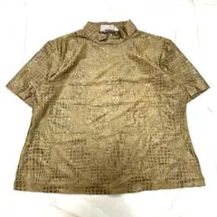 COMO クロコ柄 ハイネック 半袖カットソー 90s 古着 L