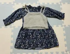 プティマイン　ベスト付き花柄ワンピース