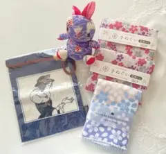 【新品未使用】竹久夢二　美人画イラスト 巾着袋セット＋ハンカチ おまけ付き