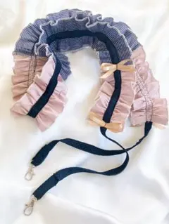 ハンドメイドスマホショルダー スマホストラップ ピンク ネイビー お値下げ