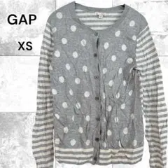 アメリカGAP ドット×ボーダー カーディガン グレー XS オールドギャップ
