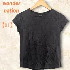 古着　wonder nation　Ｔシャツ　【XL】　半袖　ブラック　シンプル