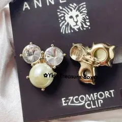 Y721/ANNE KLEIN/クリスタル パール クラスターゴールドイヤリング