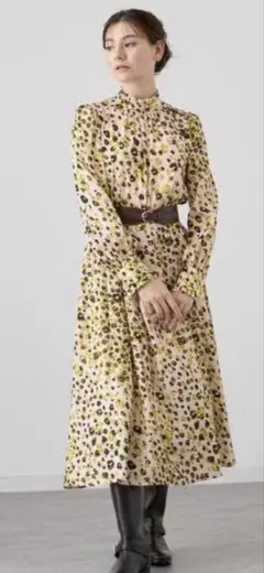 アナイ ANAYI レオパードプリントスタンドフリルワンピース 24SS 美品