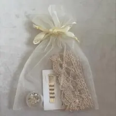 ヘアアレンジ用 ゴールドパーツセット　（金箔　ヘアピン　リボン）