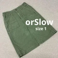K943＊ orSlow オアスロウ レディース 膝丈スカート サイズ1 カーキのサムネイル