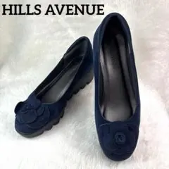HILLS AVENUE◆ スエード　カメリアモチーフ　パンプス　ウェーブソール