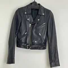 LITHUM FEMME ラムレザー 本革 ライダース 黒 ショート丈 36