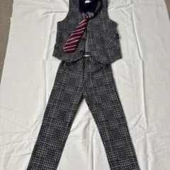 キッズ 110㎝　チェック柄フォーマルスーツセット