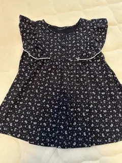 プティマイン 小花柄チュニックトップス110 ネイビー