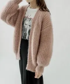 mystic シャイニー畦カーディガン  (ピンク)