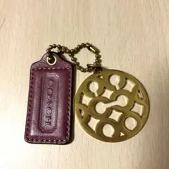 COACH バーガンディ レザー チャーム