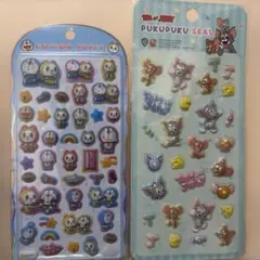コットンパフィ　ドラえもん ぷくぷくシール　トムとジェリー　2枚セット