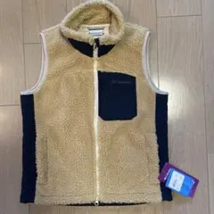 新品タグ付きColumbia フリースベスト Mサイズ ベージュ/ネイビー