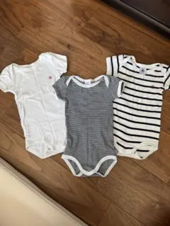 プチバトー ベビー 半袖ボディスーツ 3枚セット 6 m