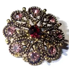 ③　ピンク色　花　ラインストーン　ピンブローチ　ラペルピン　ピンバッジ　バッジ