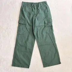 ユニクロ　コットンカーゴパンツ　Ｌ　カーキ　ワイド　綿素材　大きめ　カジュアル