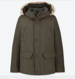 【美品】UNIQLOノンキルトダウンジャケット ダークグリーン