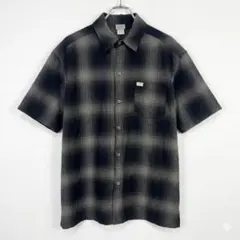 美品☆CALTOP オンブレシャツ グレー ネイビー チェック ネルシャツ M