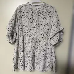 Ragged ドット柄 ティアードシャツ M