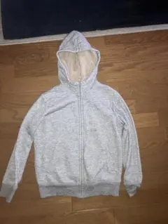 グレー フリース内側 ジップパーカー