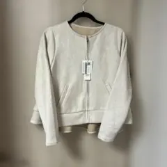 新品ノーカラーペプラムジャケット