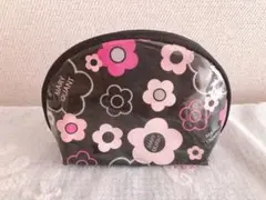 Mary Quant ラウンドポーチ　ピンク　ブラック　日本製　手鏡付き