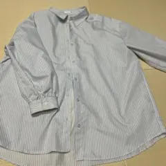 COLZA ストライプシャツ ライトブルー Lサイズ