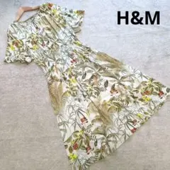 【H&M】ワンピース　ボタニカル柄　L