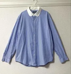 現行‼︎ 美品‼︎ ポロラルフローレン ストライプ 長袖 丸襟 クレリックシャツ