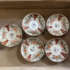 陶器 九谷焼 福栄堂製 金彩花風景 小皿 4枚 アンティーク 希少品 レア