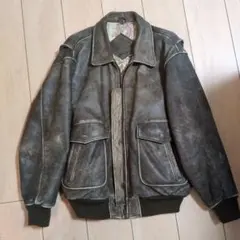 ダークグレー レザーアウター 地図柄裏地