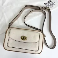 COACH コーチ ウィロウ カメラバッグ 2way Wジップ レザー ホワイト